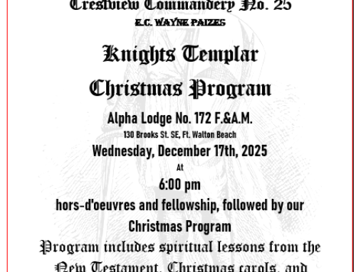 Saint Elmo and Crestview Commanderies Christmas Observance